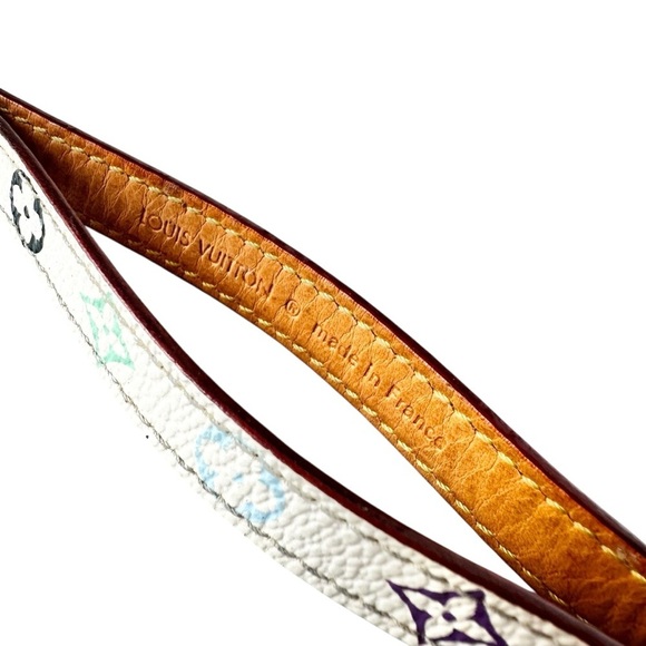 Louis Vuitton White Multicolor Murakami & Vachetta Leather Wristlet Phone Strap - Picture 9 of 9